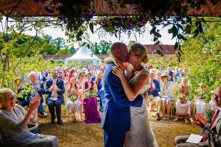 Outdoor Wedding Walled Garden Cowdray. Sussex Wedding Photographers